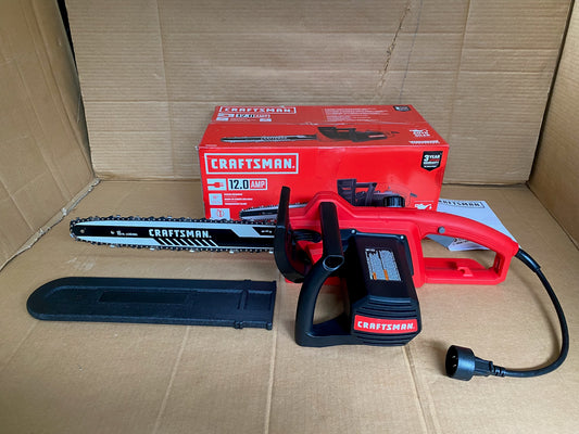 CRAFTSMAN 16" 12 Amp Electric Corded Chainsaw, Red/Black