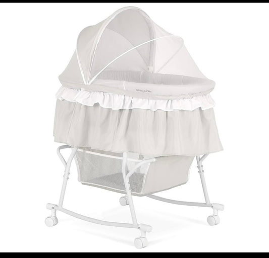 new Other - Dream Of Me Portable 2-In-1 Lacy Bassinet, Light Gray