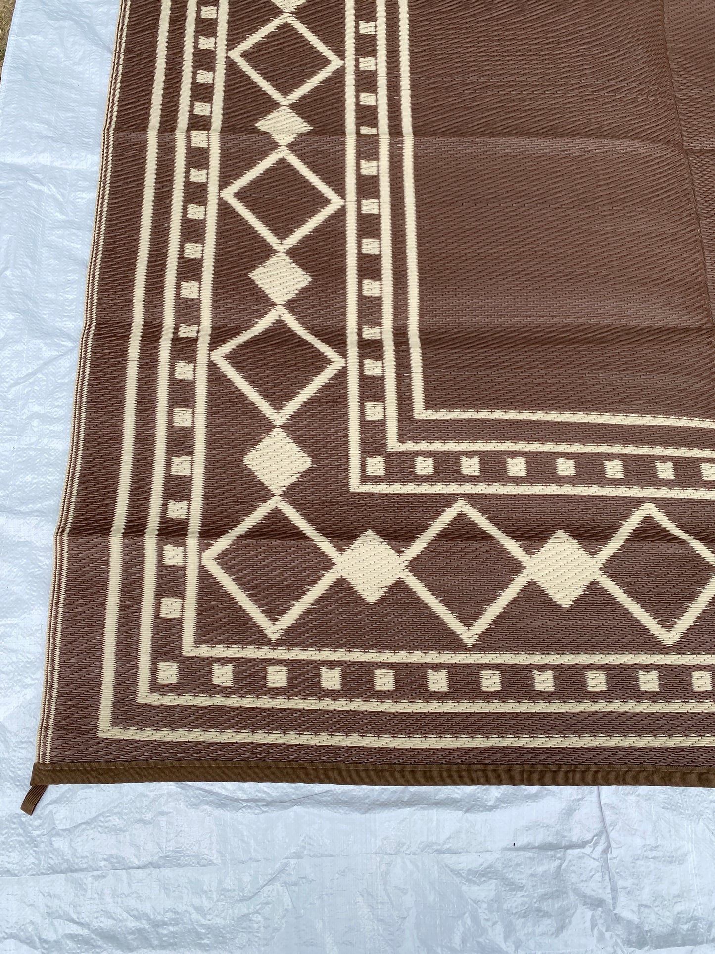 New Other Garvee 9’ x 18’ Outdoor Foldable Reversible Plastic Straw Rug, Brown