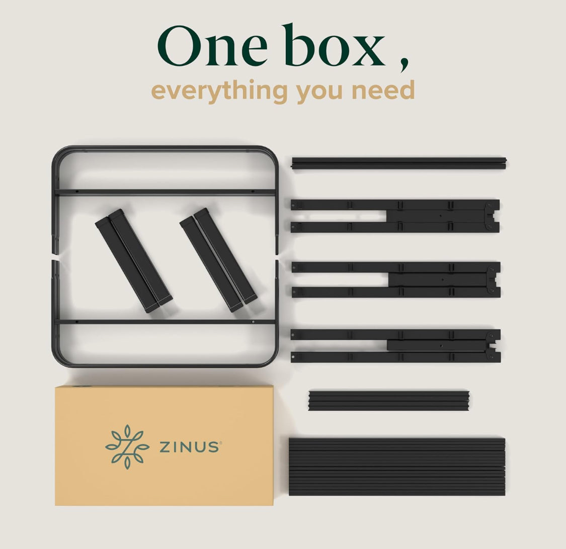 New Open Box Zinus 14 Inch Black Rumi Quick Assembly Metal Bed Frame, King