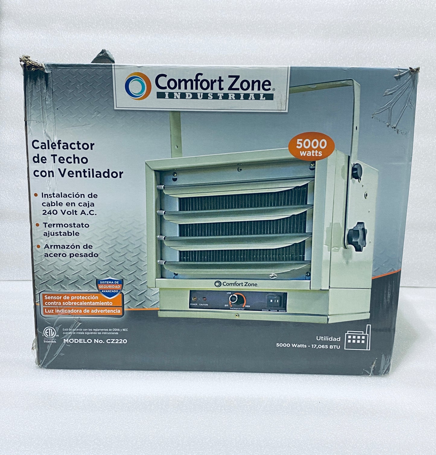 New Other-Comfort Zone 5,000W 240V 17,065BTU Ceiling Electric Fan Forced Heater