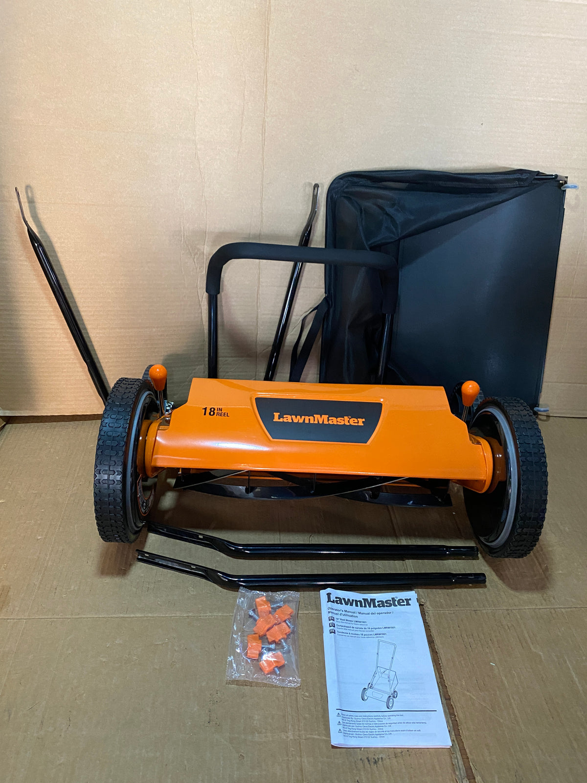 Like New LawnMaster 18" 5-Blade Manual Push Reel Lawn Mower, Orange/Black