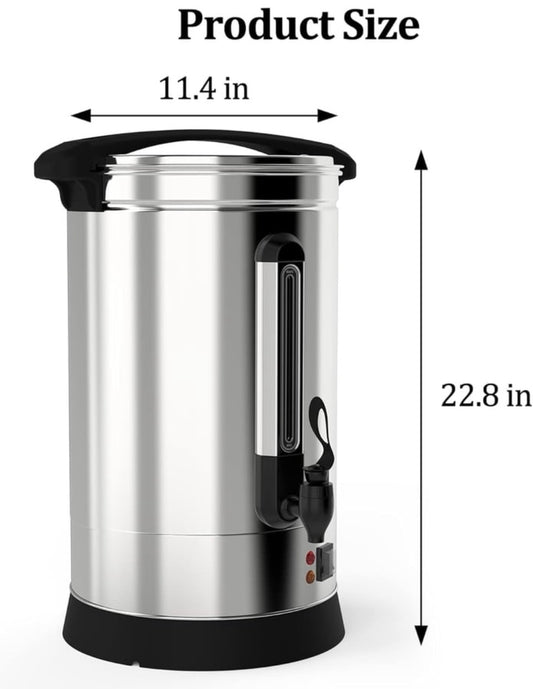New Other Garvee 120-Cup Coffee Urn, With Hot Water Dispenser, Stainless Steel