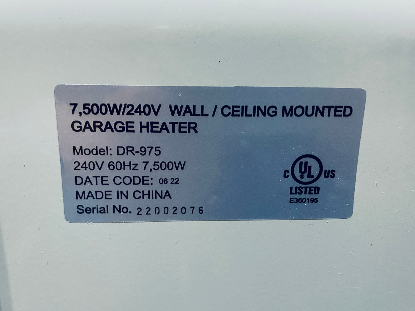 New Other - DR. Infrared Heater 7500W 240V Wall/Ceiling Mount Heater With Remote