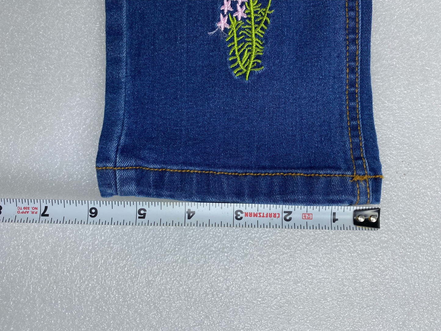 New Kidscool Space Size 10 Ribbed Elastic Waist Embroidered Denim Pants, Blue
