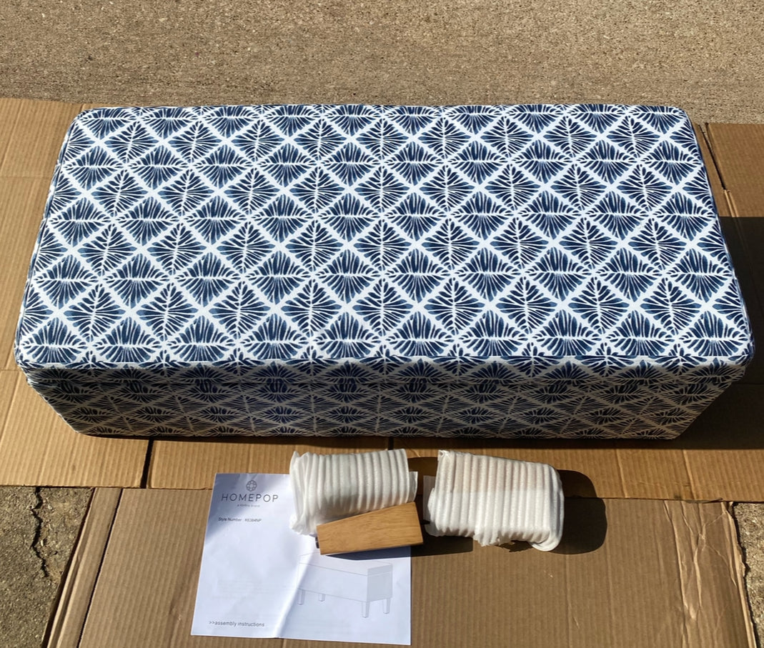 New Other HomePop 36" Decorative Storage Bench, Blue Geometric Pattern