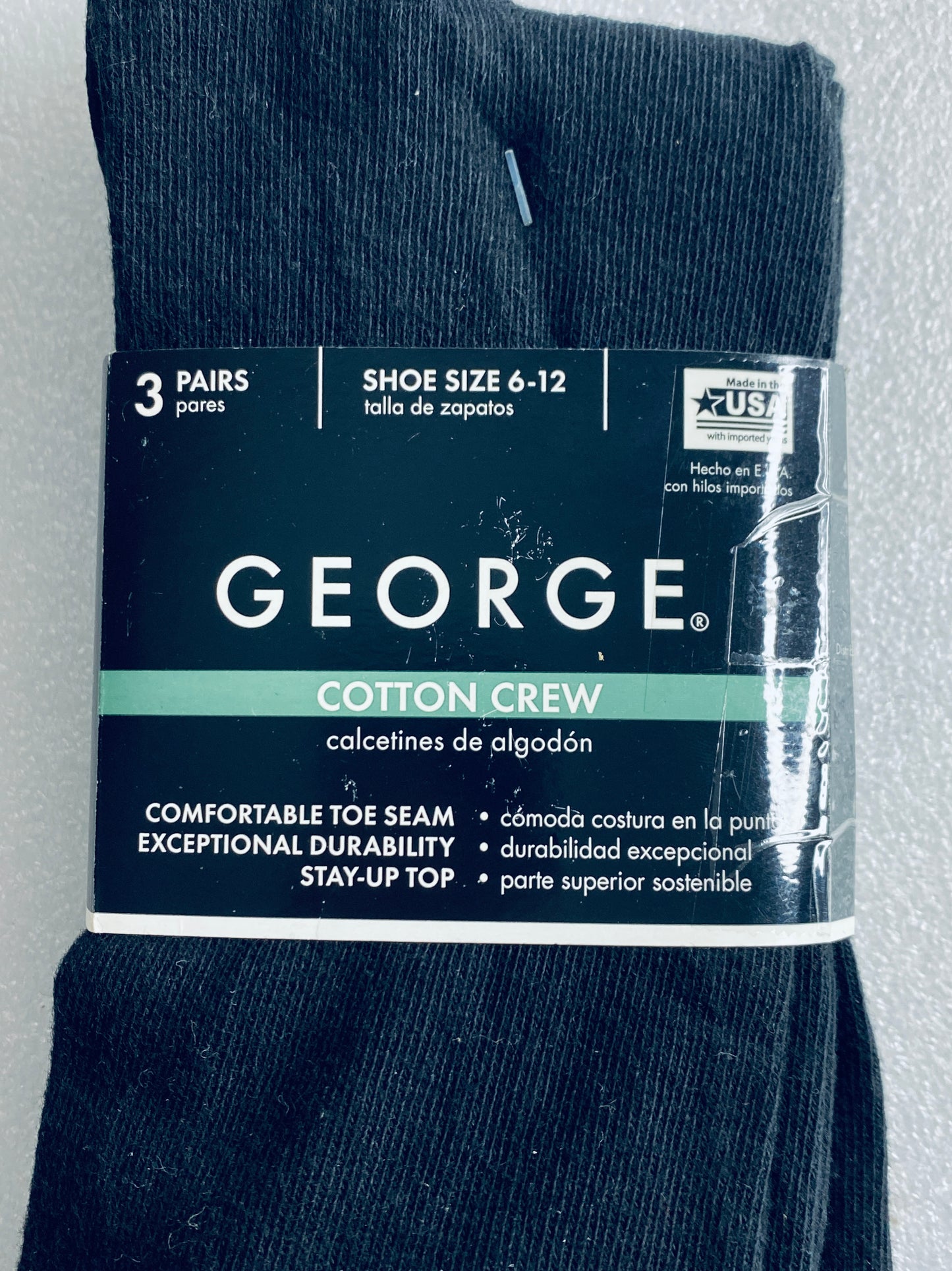 lot Of 2 New–George Cotton Crew & Cotton Cushion Crew Socks, Size 6-12, 5 Pairs