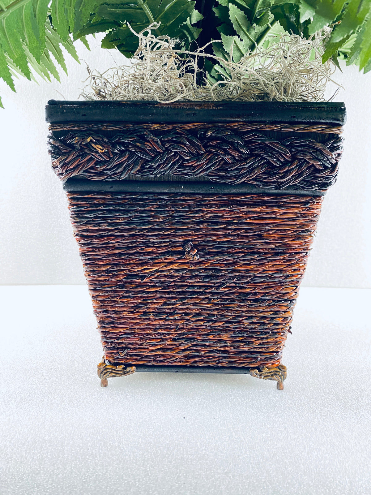 New Open Box Nearly Natural 23in Artificial Boston Fern With Wicker Basket