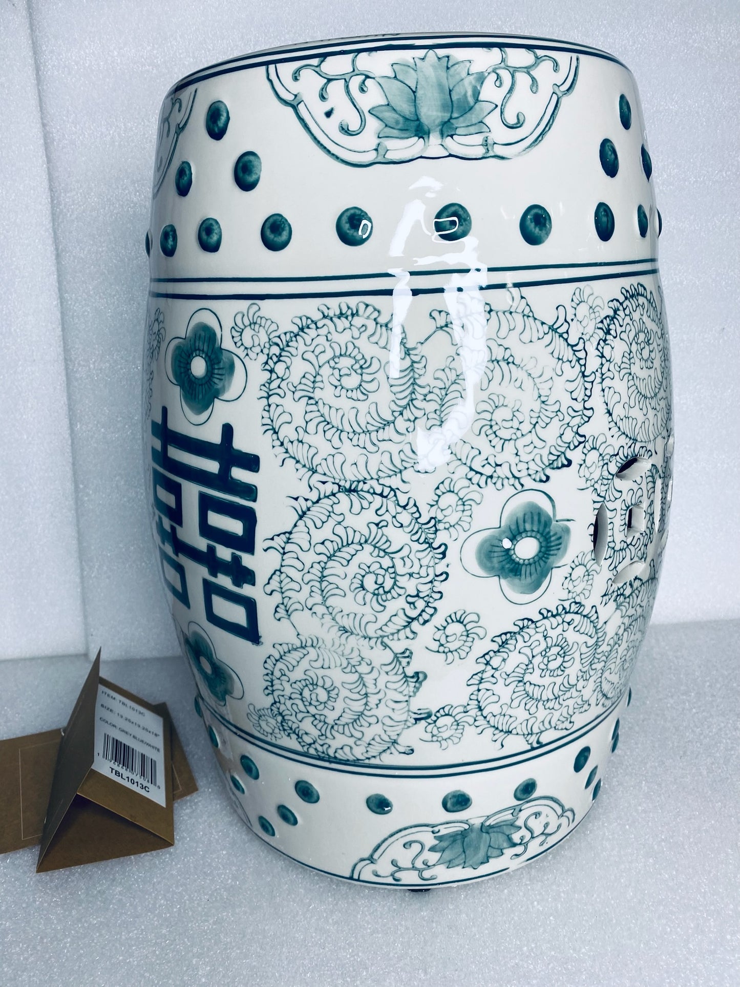 New Other JONATHAN Y 18" Chinoiserie Ceramic Drum Indoor/Outdoor Garden Stool