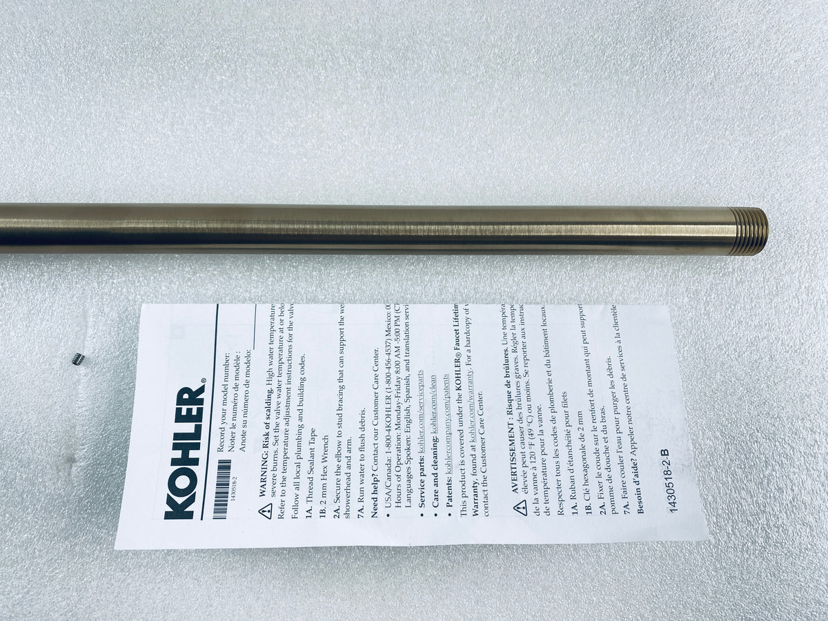 New Other KOHLER Statement 19" Wall-Mount Single-Function Rainhead Arm & Flange