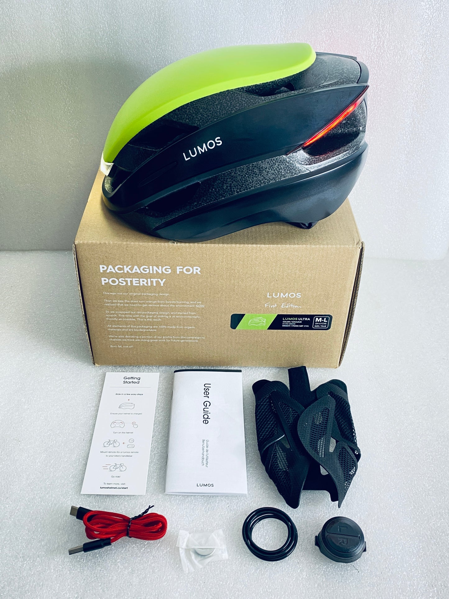 New Other Lumos Ultra Size M/L Bluetooth Hi-VIS Green Smart Helmet With Remote