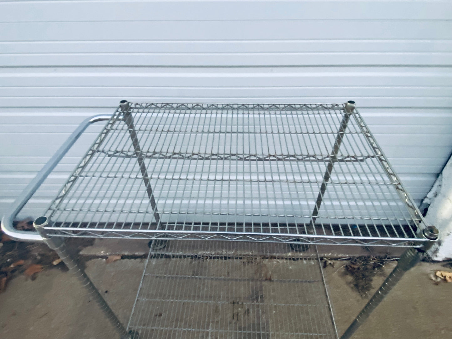 #136 - Stainless Steel Push Cart 2 Tier Adjustable With Casters & Approx. Dimensions: 40” x 41” x 24” - (IN CONDITION AS SHOWN) - (READ)