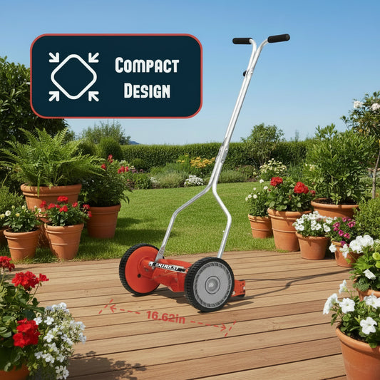 American Lawn Mower Company 14-Inch 4-Blade Push Reel Lawn Mower, Red