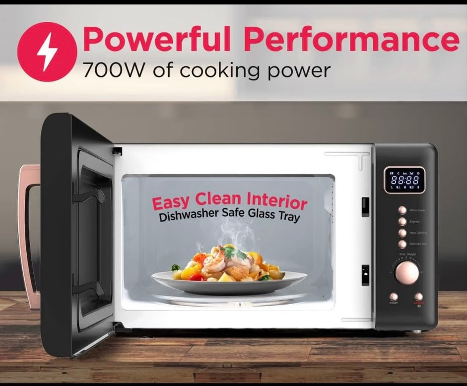 New Open Box Frigidaire Retro Microwave 0.7 Cu. Ft. Compact 700W - Black Pink