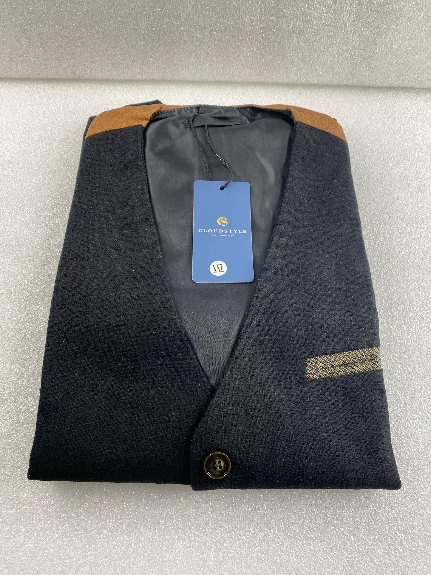 New CloudStyle Men's Single Breasted Casual Business Formal Suit Vest, Size XXL