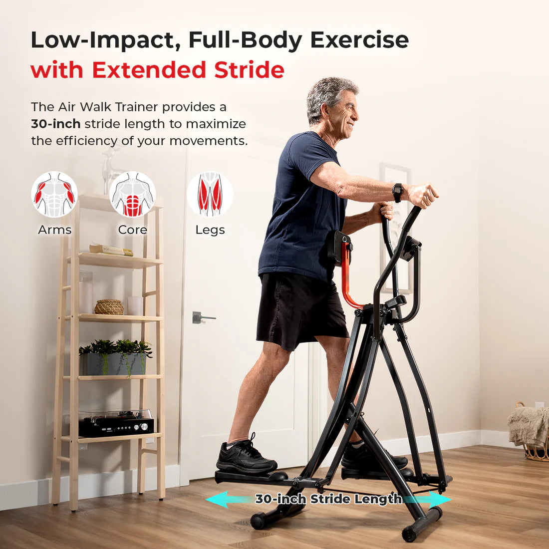New Other Sunny Health & Fitness Air Walk Trainer Elliptical Glider W/ Bluetooth