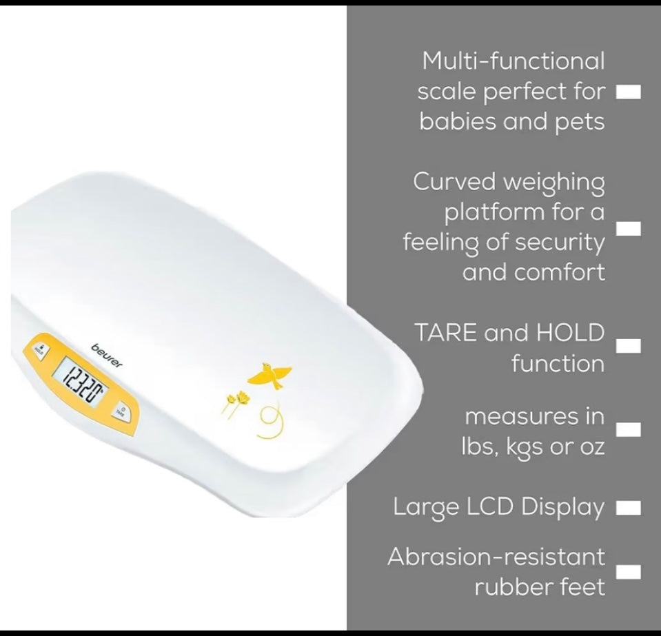 New Beurer Germany Digital Baby Scale Small Beginnings Big Adventures, White