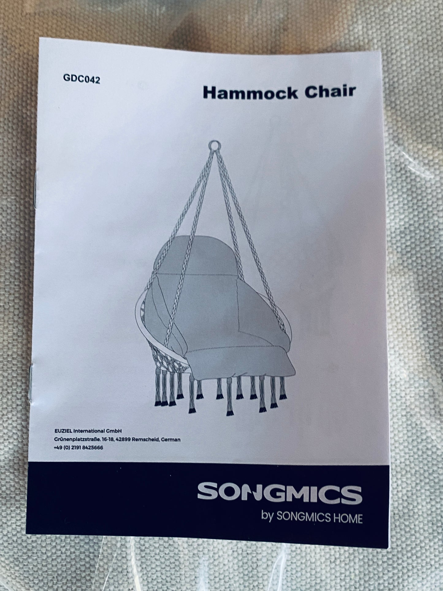 New Open Box SONGMICS Hanging/Swing Chair With Large Thick Cushion, Cream White