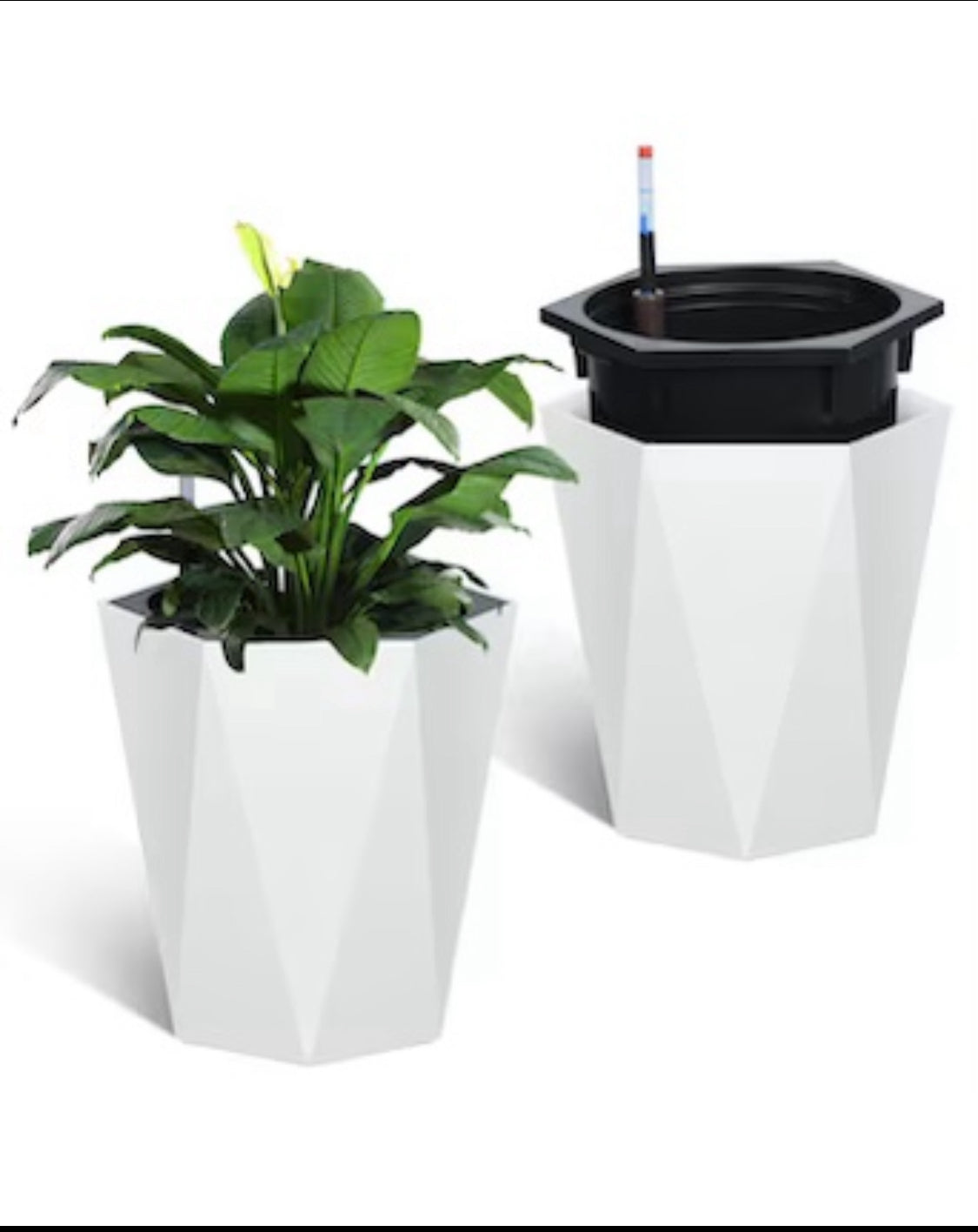 Set Of 2-New Other Garvee 16” Tall Self Watering Planters W/ Water Level Monitor