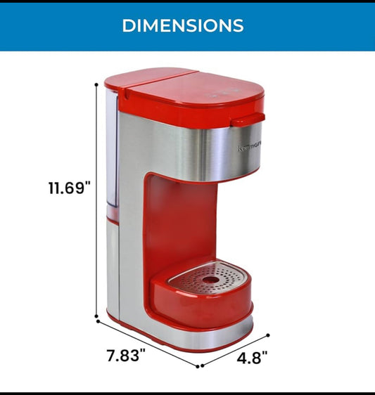 New Kenmore Single Serve Coffee Maker One Cup Brewer W/ 6–12 Oz Brew Sizes, Red