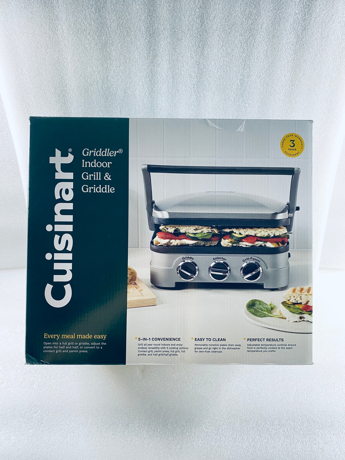 New Open Box Cuisinart Indoor 5-in-1 Griddler Grill With Nonstick Cooking Plates