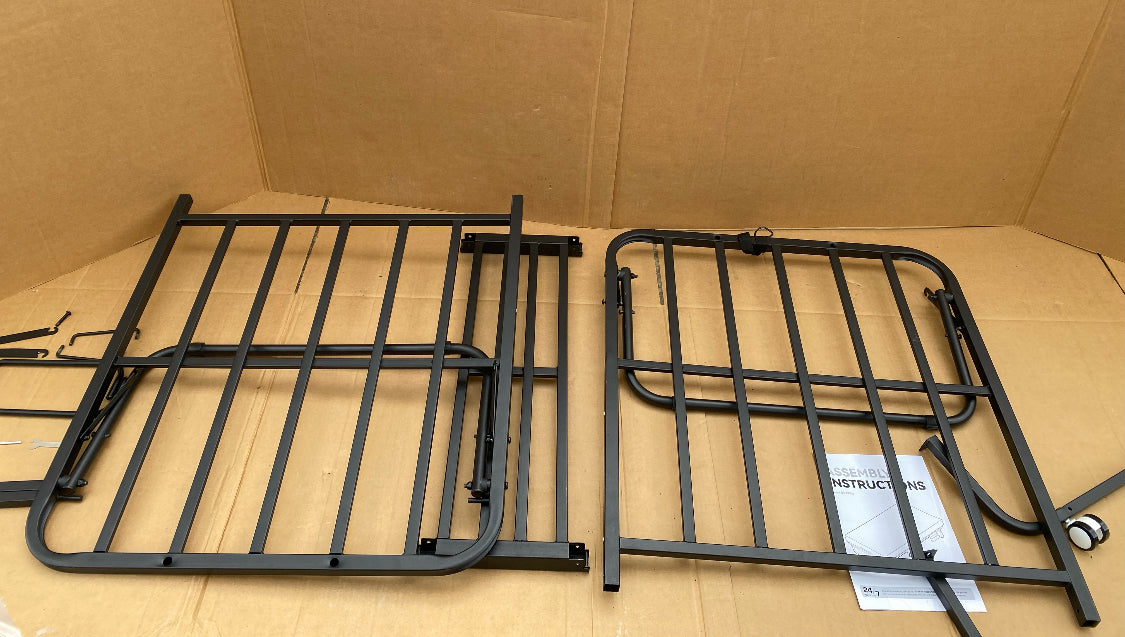 Like New Decofy Folding Twin Size Metal Frame Bed With Memory Foam Mattress