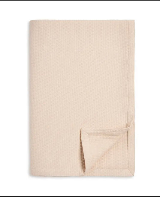 New - Hudson Park Collection King Pebble Lattice Texture Blanket, 108" x 90"