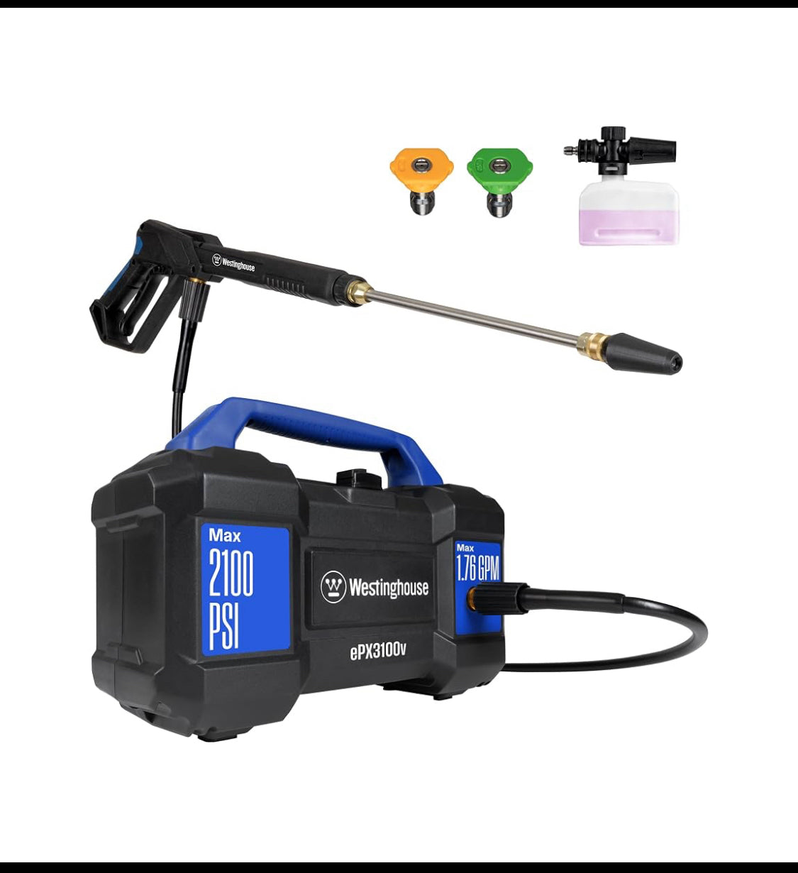 Westinghouse Electric 2100 PSI&1.76 GPM Pressure Washer W/ Built-in Carry Handle