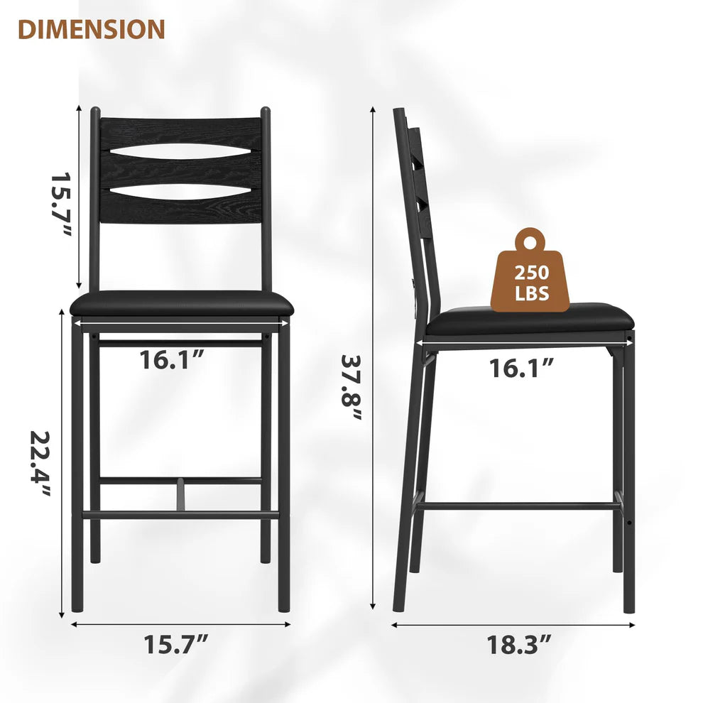 Set Of 4-New Other Garvee Counter  Bar Stools W/ Backrest & Faux Leather Seats