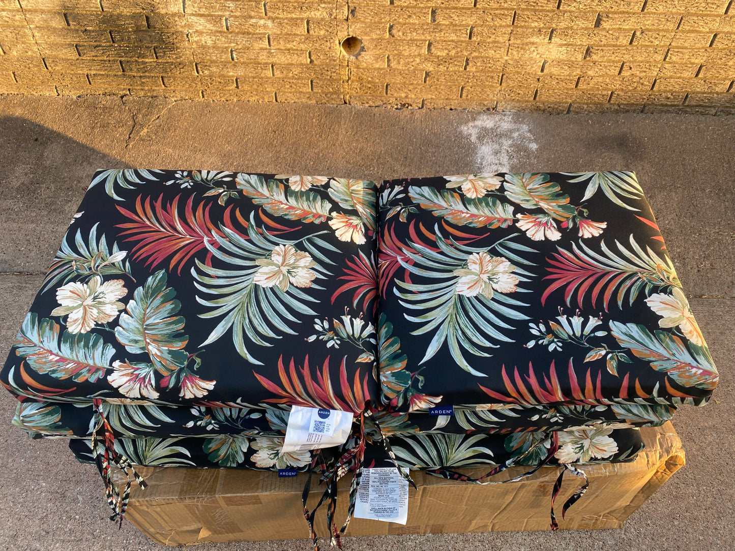 Set Of 4-New Arden 20”x44” Outdoor Patio Dining Chair Cushions, Simone Tropical