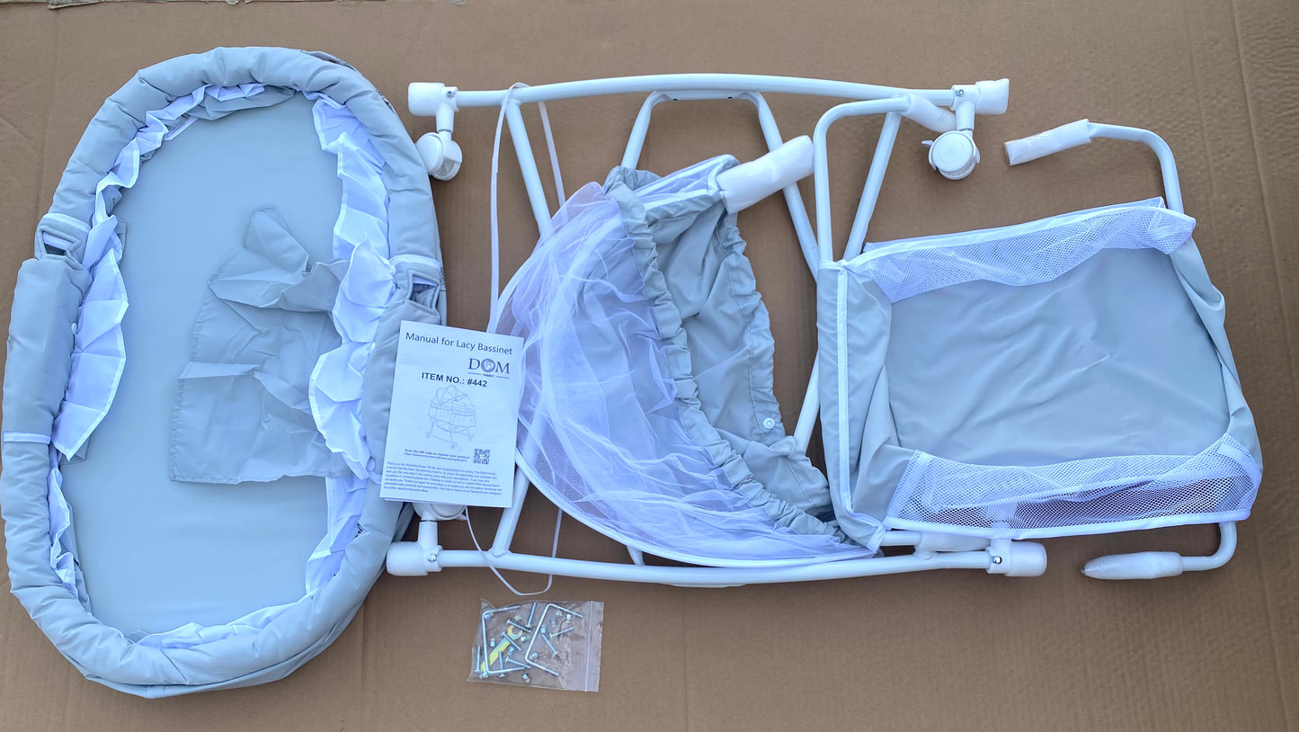 new Other - Dream Of Me Portable 2-In-1 Lacy Bassinet, Light Gray