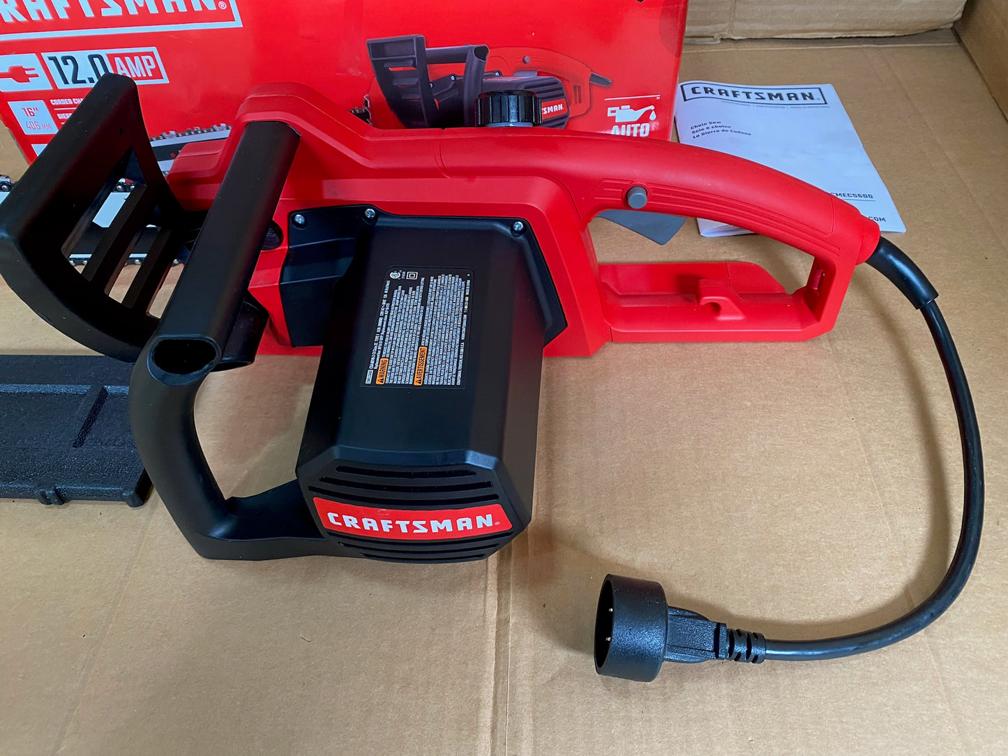 CRAFTSMAN 16" 12 Amp Electric Corded Chainsaw, Red/Black