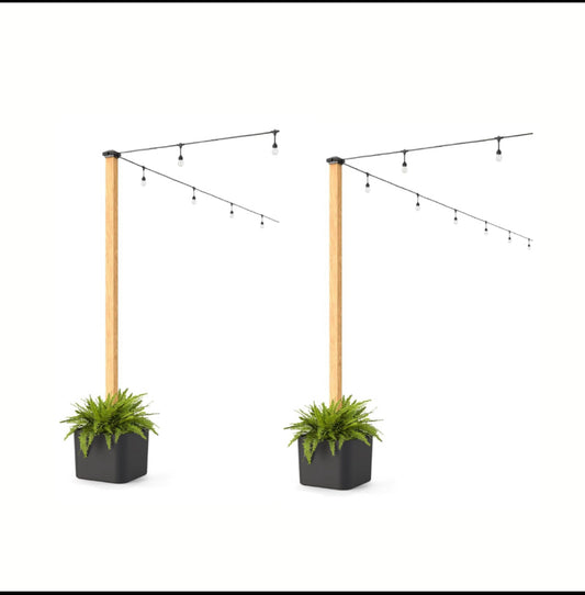 Set Of 2 – New Open Box Step2 Firefly Outdoor String Light Pole Stand Planter