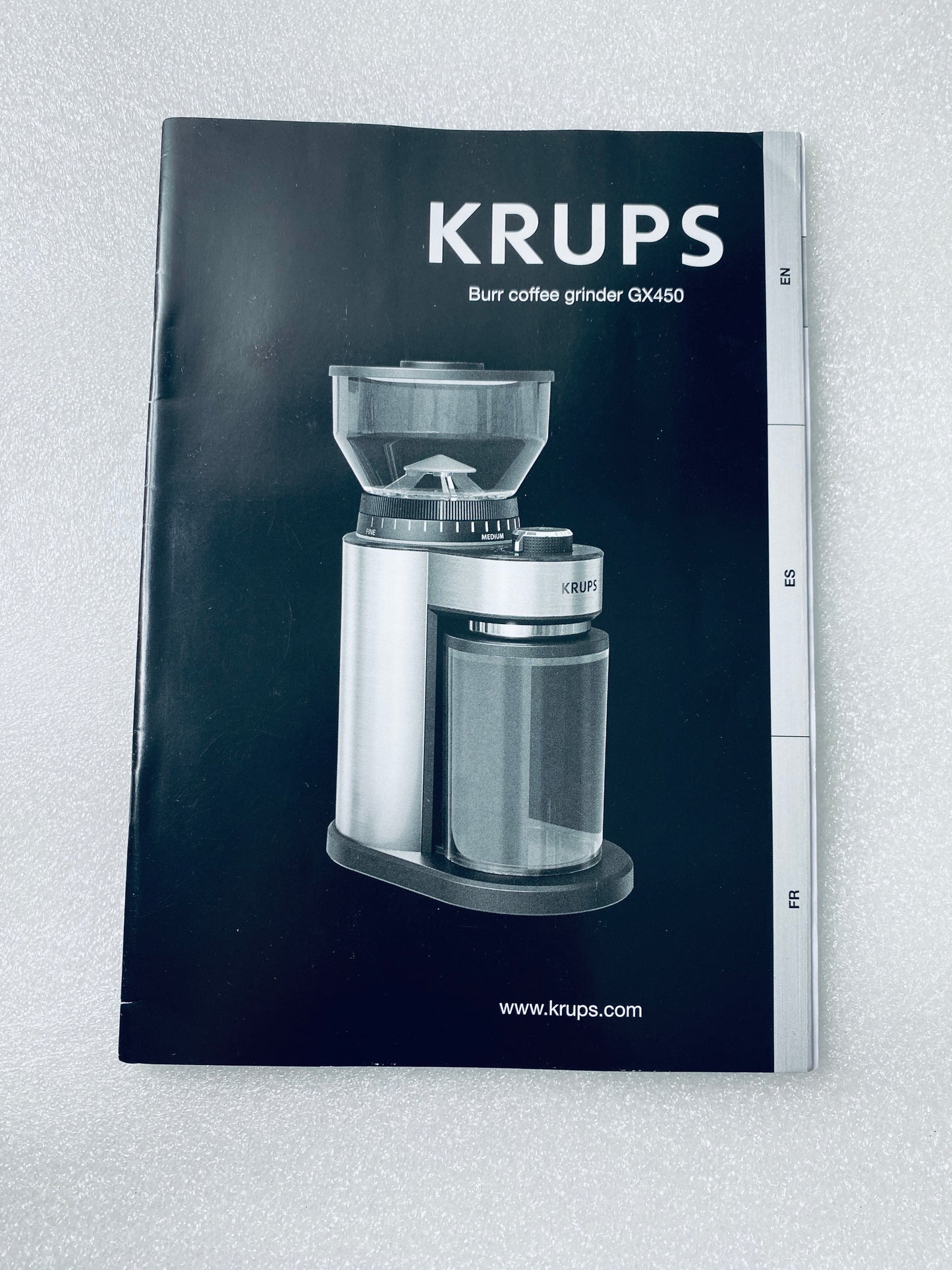 KRUPS Flat Burr Coffee Grinder 18 Settings 2-20 Cups, Black/Stainless Steel