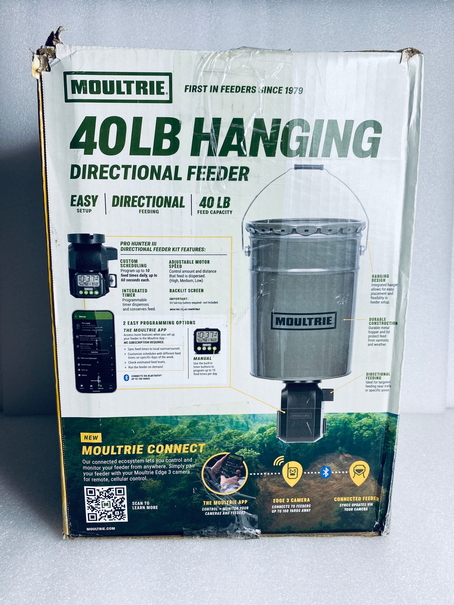 New Other Moultrie 40lb All Direction Hanging Deer & Fish Pond Feeder, Bluetooth