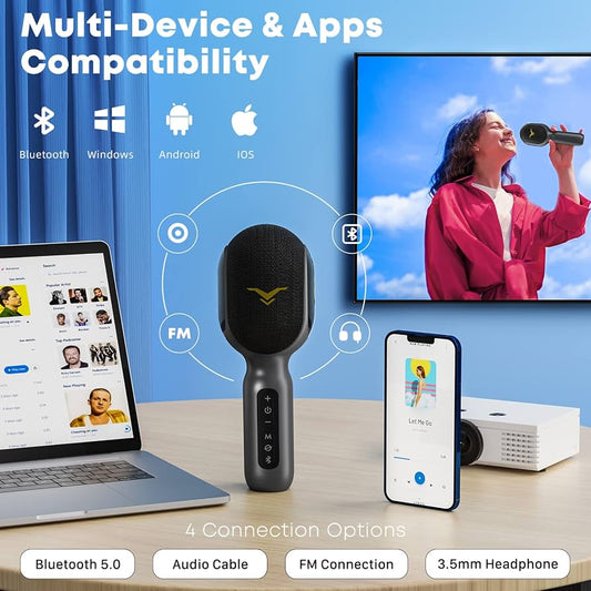 New StageSound Portable Bluetooth Karaoke Mic Speaker With Dynamic RGB Lights