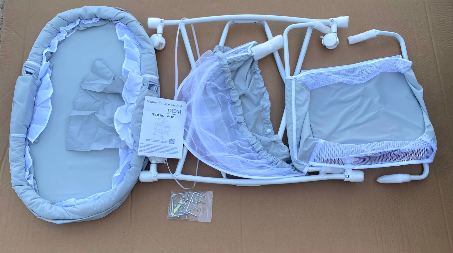 new Other - Dream Of Me Portable 2-In-1 Lacy Bassinet, Light Gray