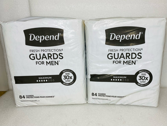 New Men Depend Guards Maximum Absorbency 168 Count Incontinence Pads