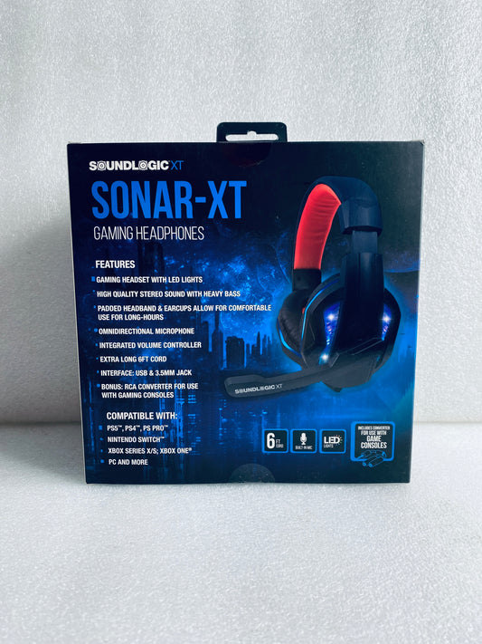 Lot Of 2 - New SoundLogic XT Sonar-XT LED Gaming Headphones With Microphone