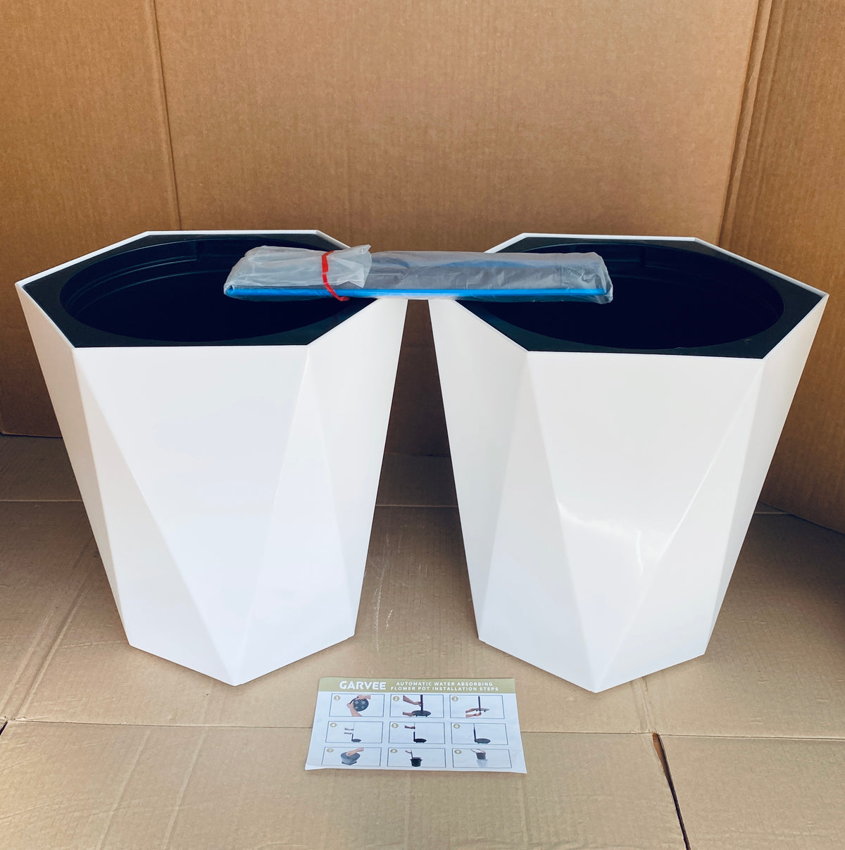 Set Of 2-New Other Garvee 16” Tall Self Watering Planters W/ Water Level Monitor