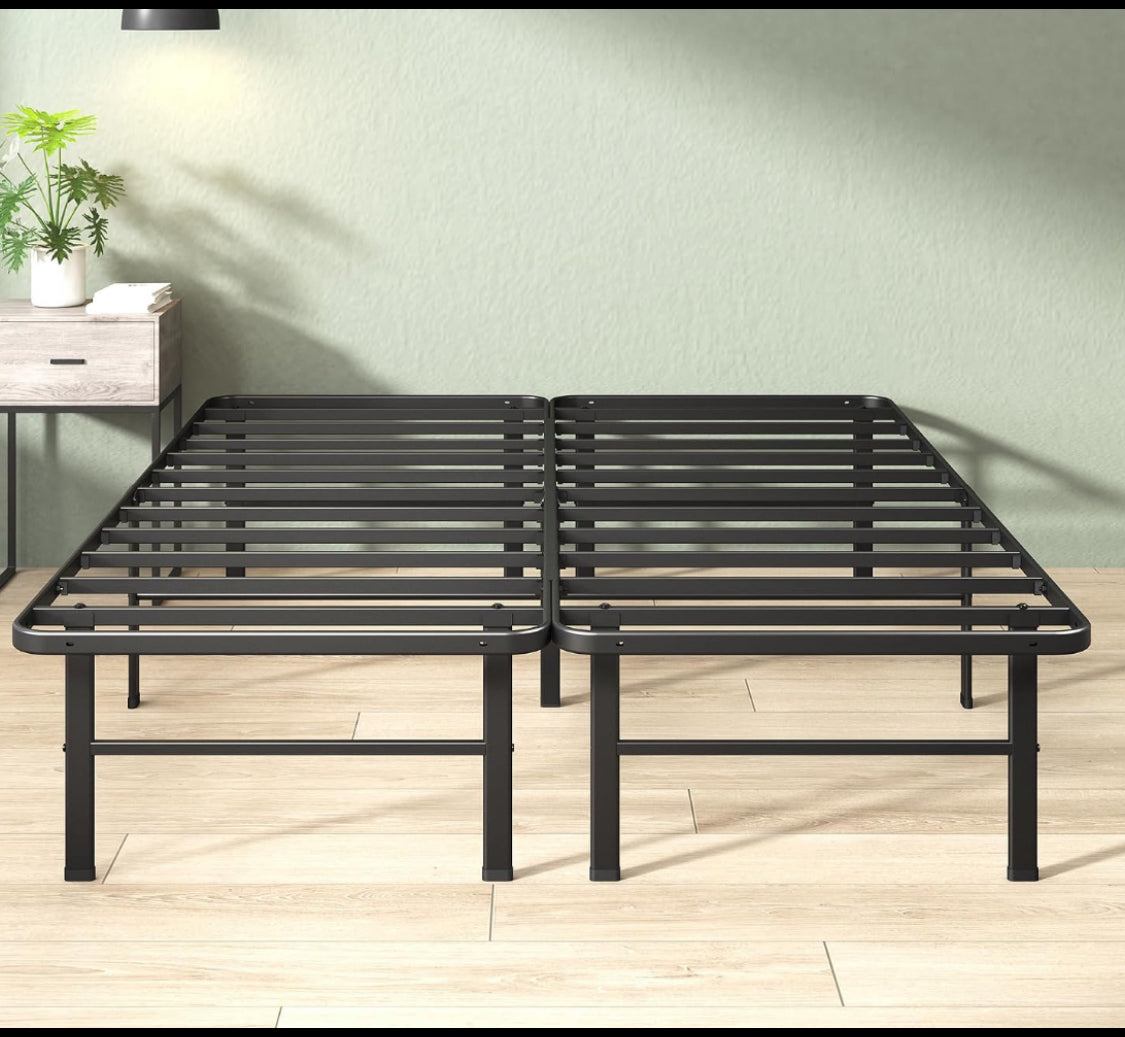 New Open Box Zinus 14 Inch Black Rumi Quick Assembly Metal Bed Frame, King