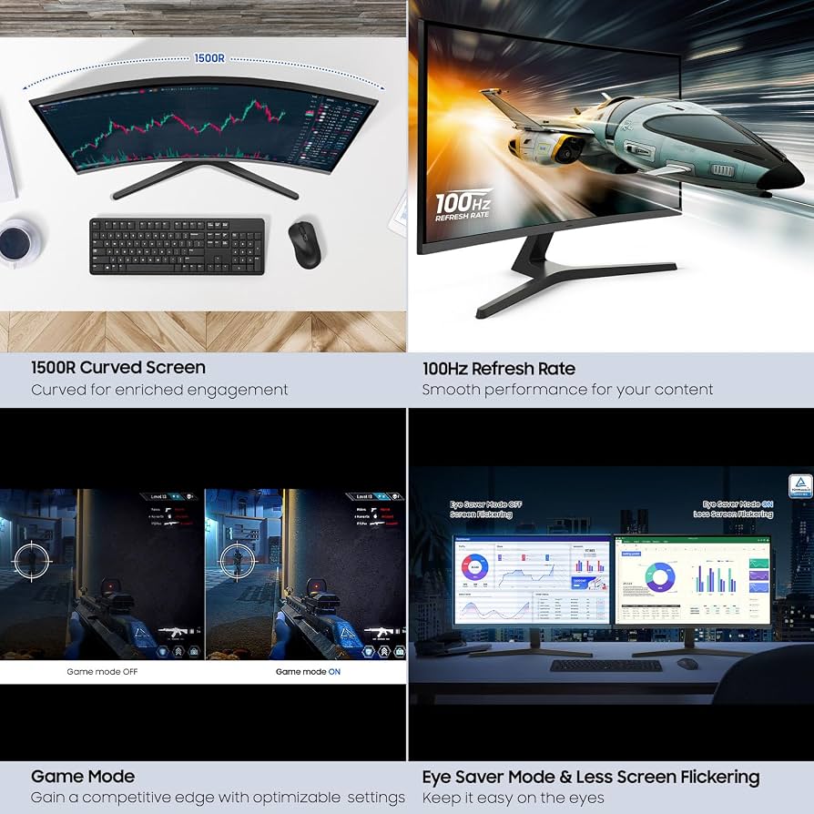 New Open Box Samsung 32” S3 FHD 100Hz Curved Gaming Monitor W/ Built-in Speakers