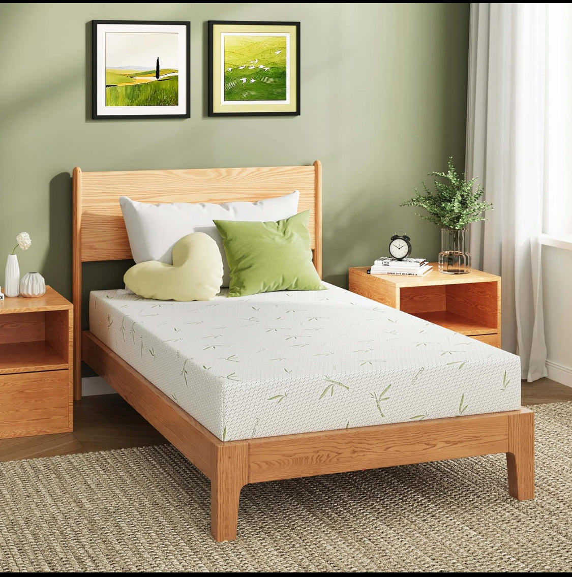 New EGOHOME 8” Twin Green Tea Memory Foam Mattress, Medium Plush