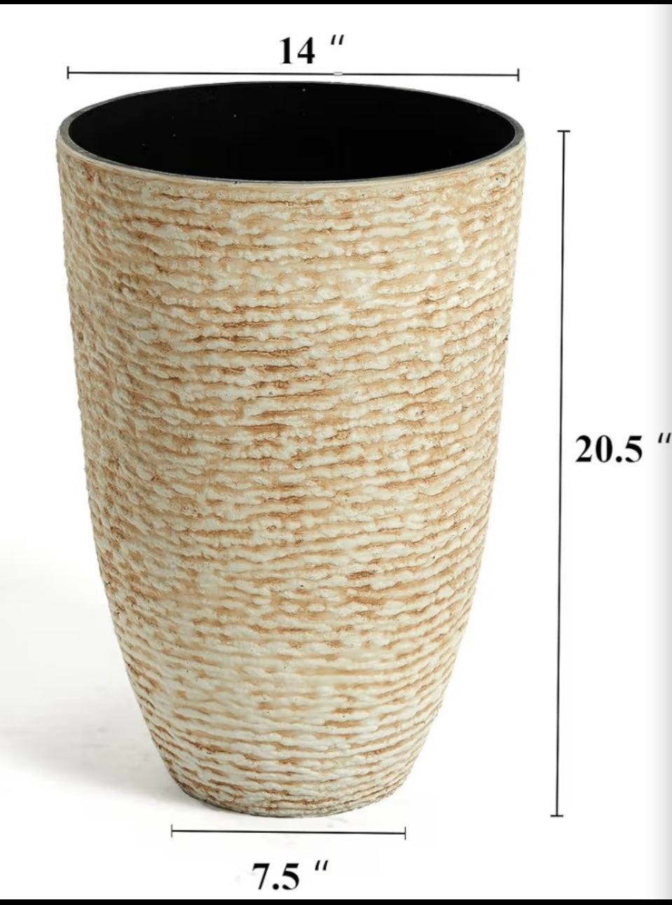 Set of 2 - New Worth 9 Gallon Tall Round Planters 14" Dia x 21" H, Beige