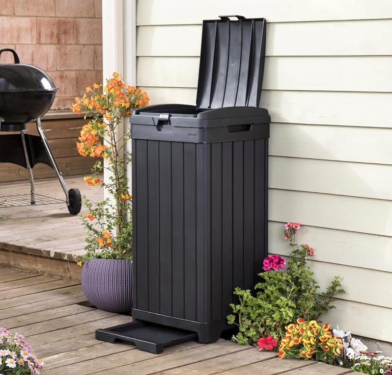 New Other Keter Baltimore Resin 38 Gallon Outdoor Trash Can With Lid & Drip Tray