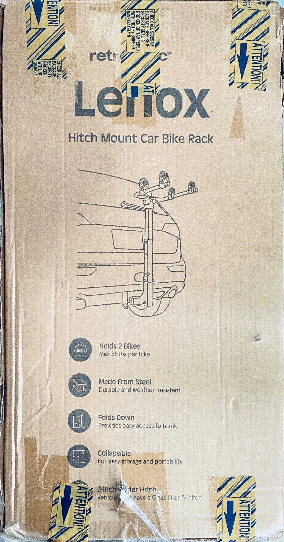 New Other Lenox 2-Bike Class III Or IV 2" Hitch Mount Car Bike Rack, Black