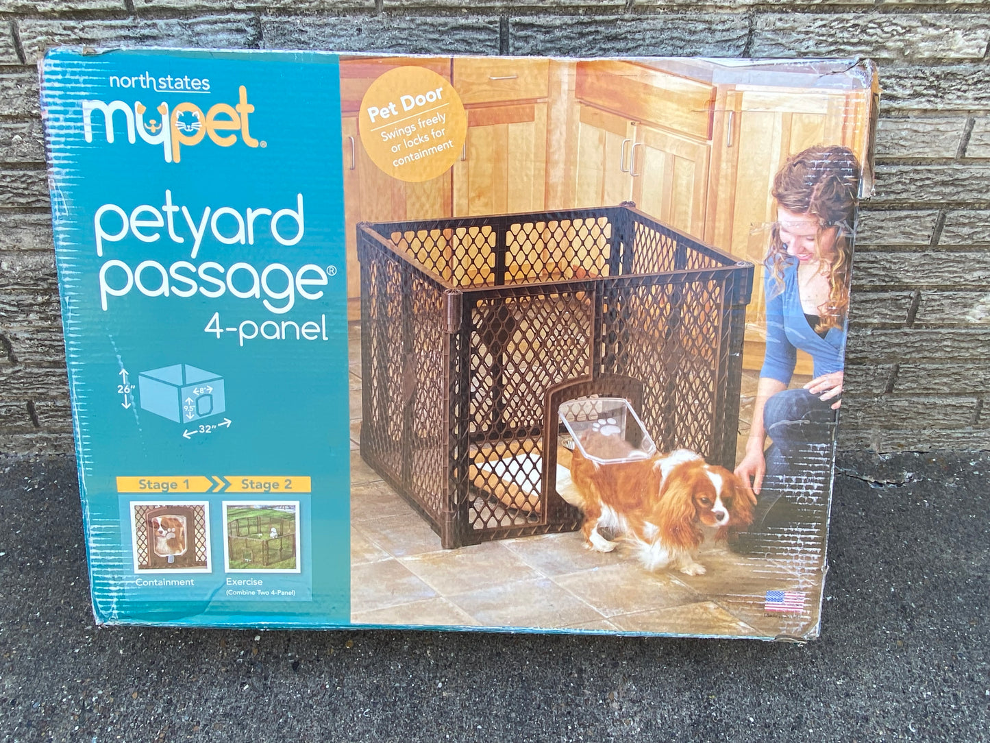 new Other - MyPet Petyard Passage 4 Panel In/Outdoor Folding Dog Playpen, Brown