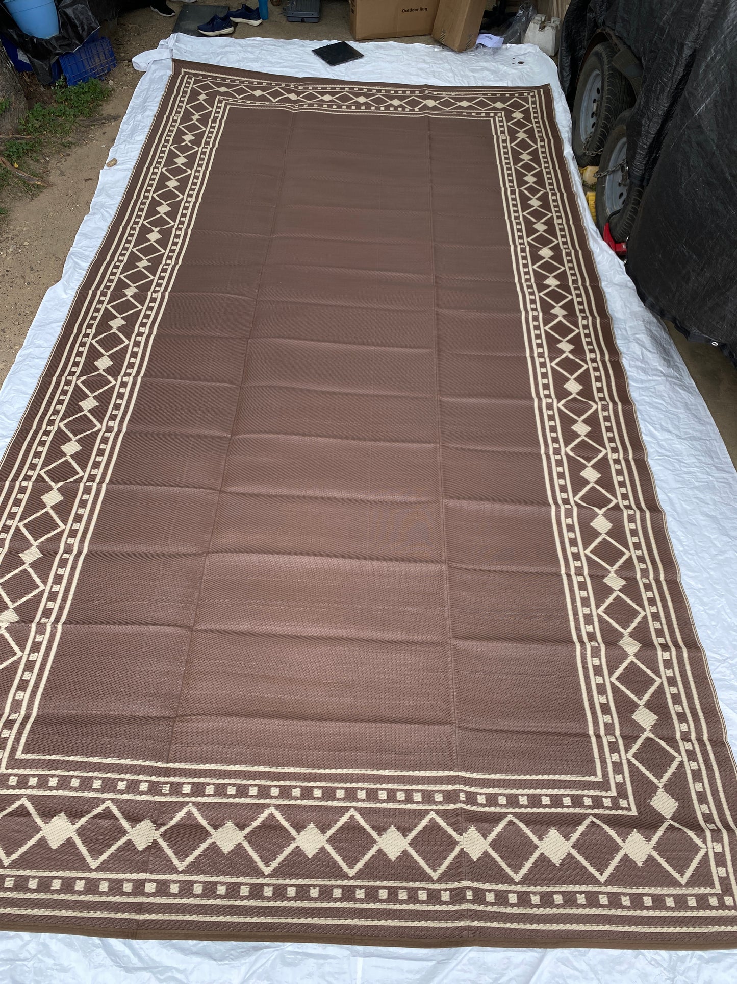 New Other Garvee 9’ x 18’ Outdoor Foldable Reversible Plastic Straw Rug, Brown