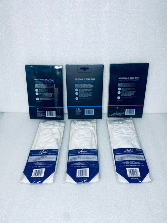 #217 - Lot Of 6 New - (3) Bondi Sands Tan Application Mitt & (3) Andre Terry Twist Stylish Head Band - (AS SHOWN)
