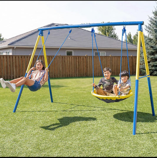 Sportspower My 1st 6.17’ Belt Swing & 32” Saucer Outdoor Playset For Backyard